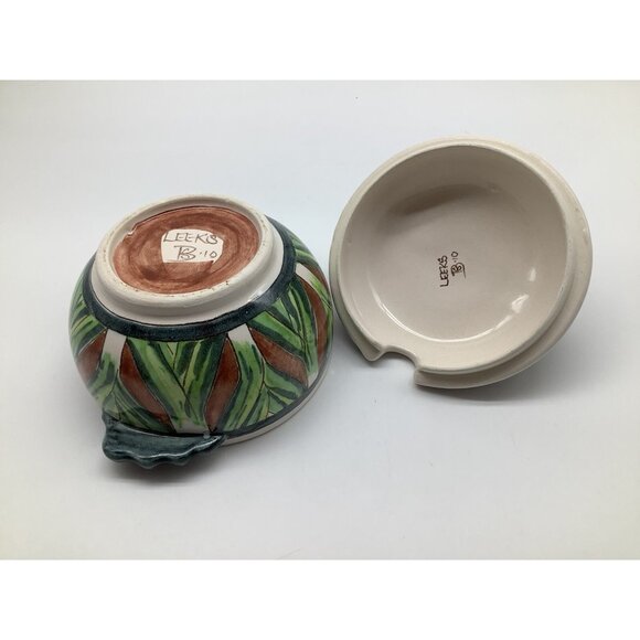 Hand Crafted Ceramic LEEKS Bowl with Lid Quality Serveware Hand Thrown Pottery - Picture 8 of 12